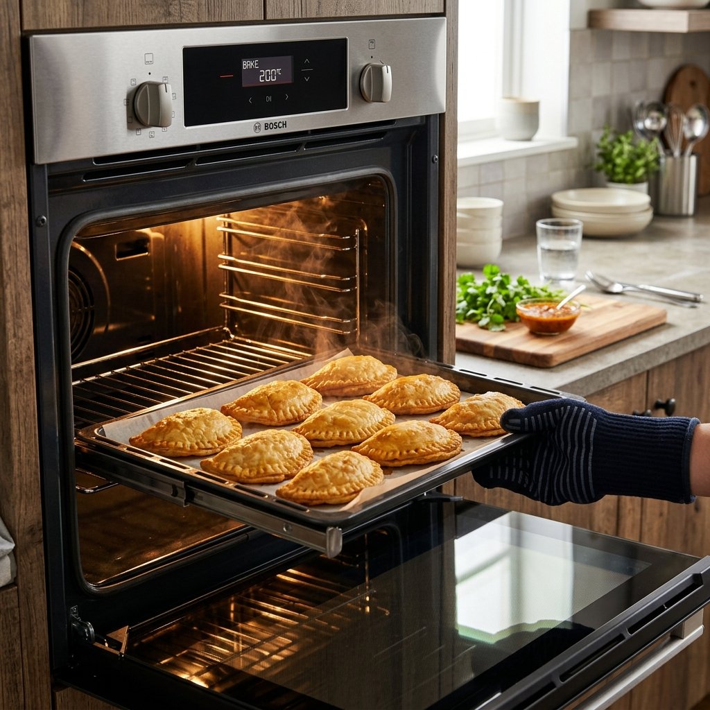 Horno Convencional con bandeja de empanadas horneadas